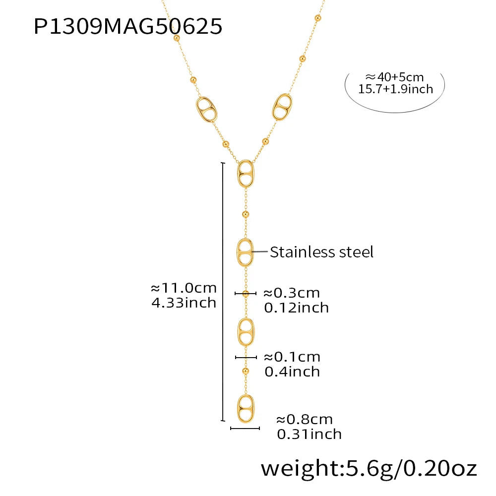 Collier femme en acier inoxydable – Longue chaîne plaquée or PVD