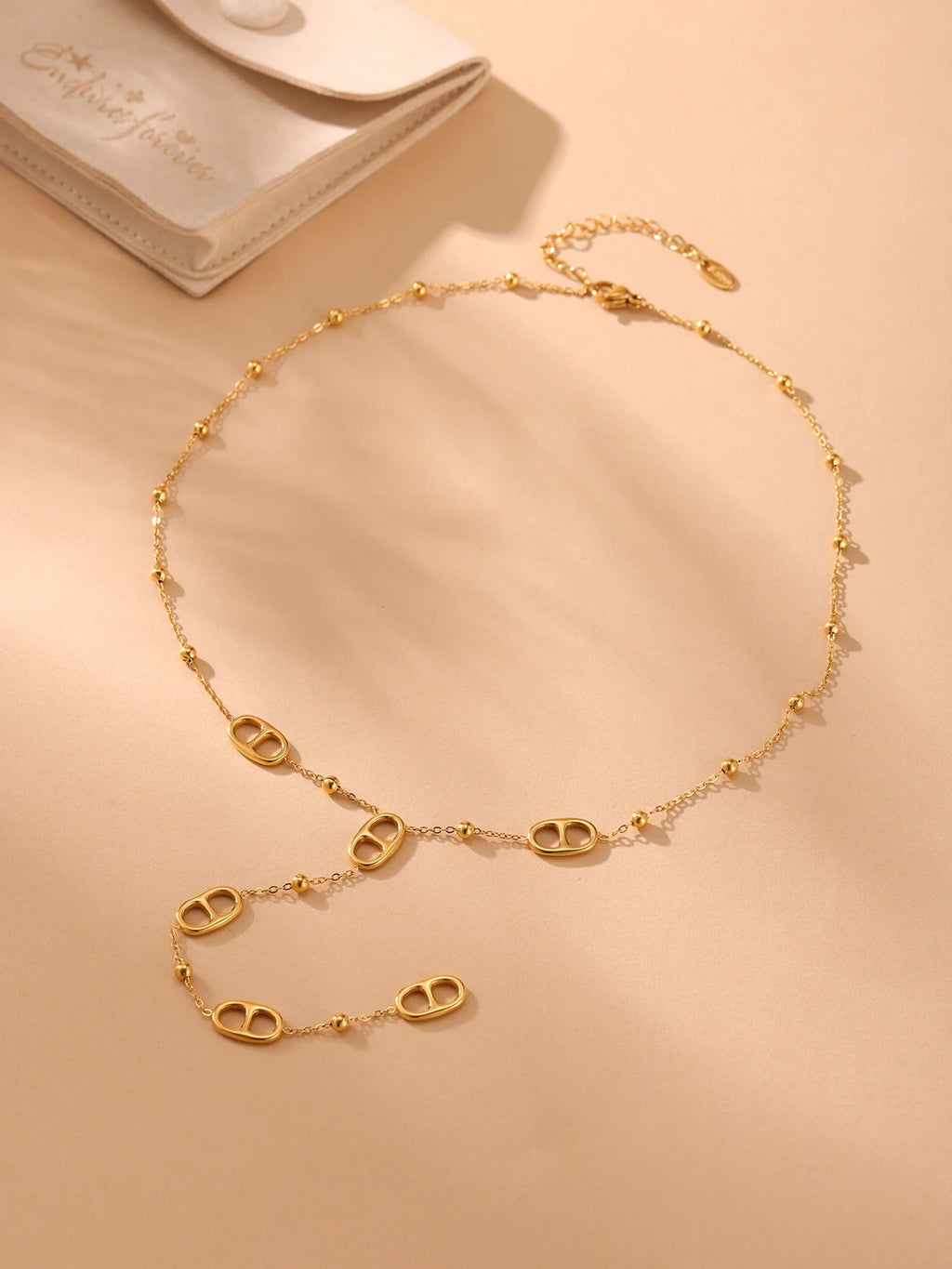 Collier femme en acier inoxydable – Longue chaîne plaquée or PVD