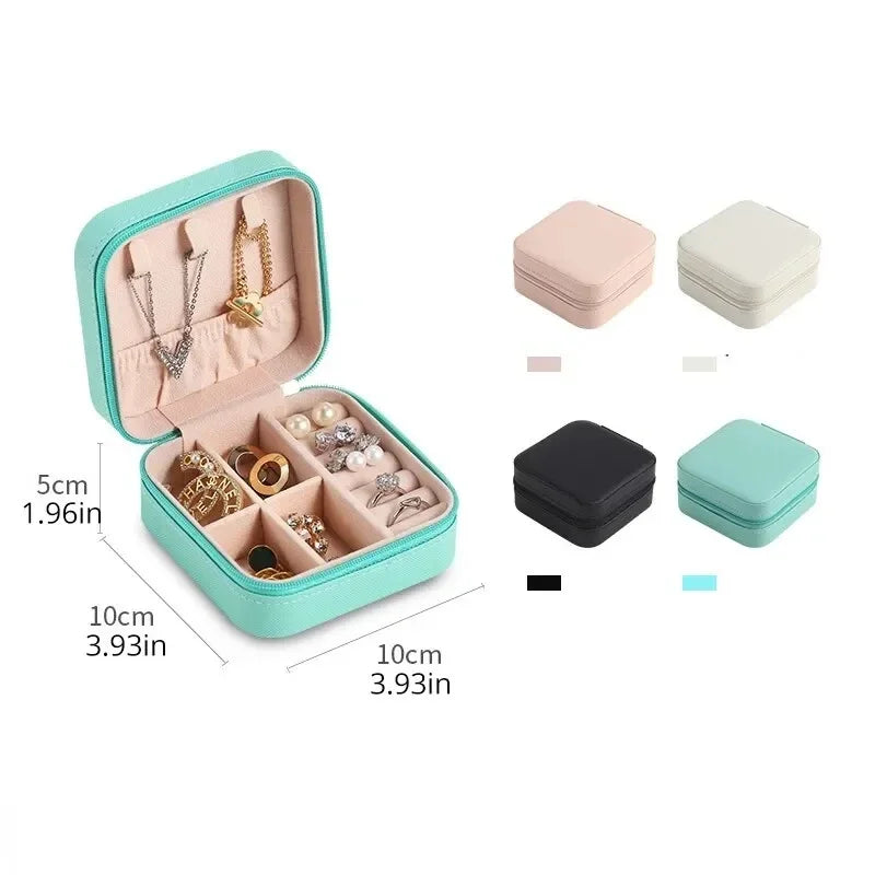Boîte à bijoux portable en cuir – Mini organisateur de voyage pour colliers, bagues et boucles d’oreilles
