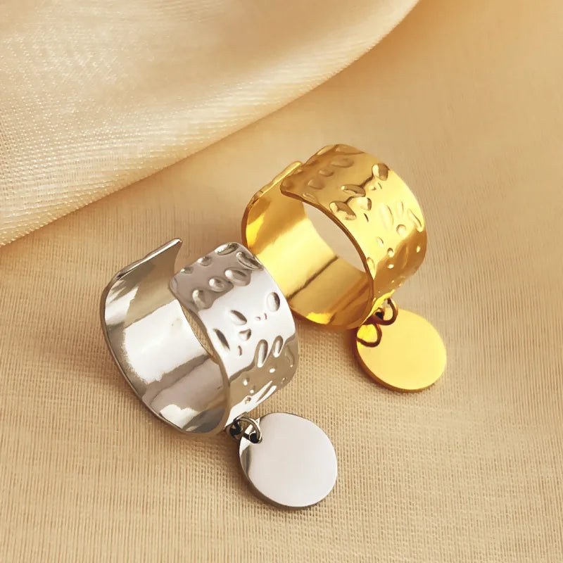 Bague épaisse en acier inoxydable dorée – Design rond lisse