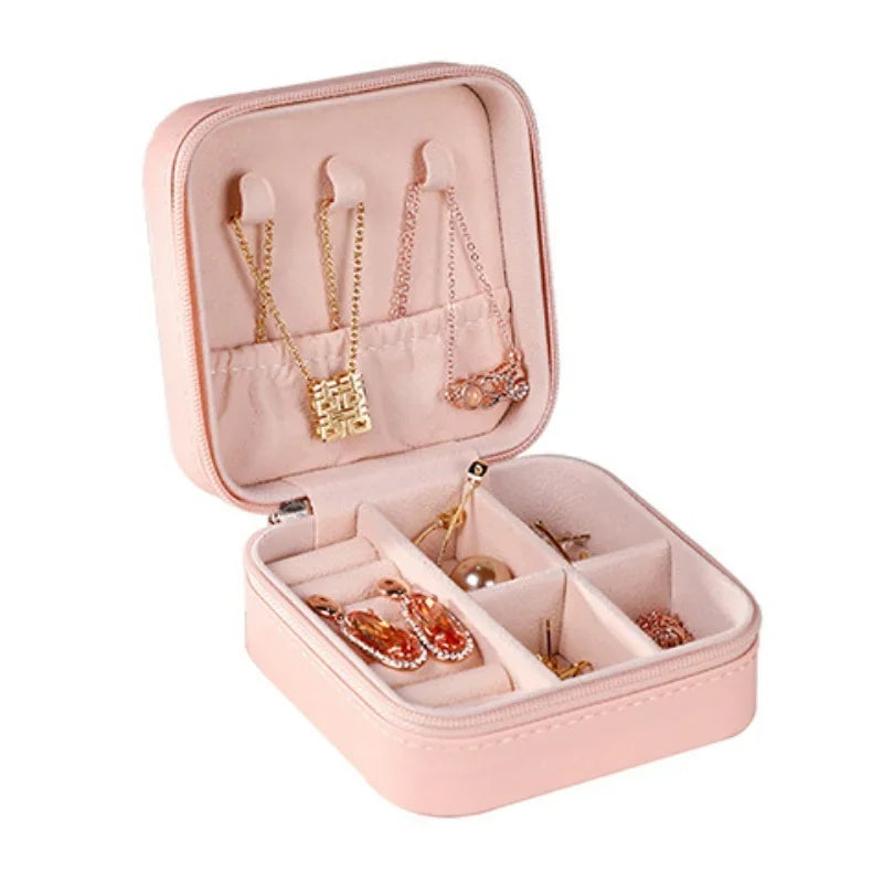 Boîte à bijoux portable en cuir – Mini organisateur de voyage pour colliers, bagues et boucles d’oreilles