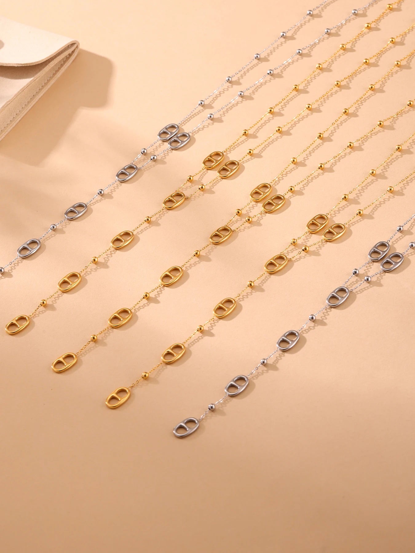 Collier femme en acier inoxydable – Longue chaîne plaquée or PVD