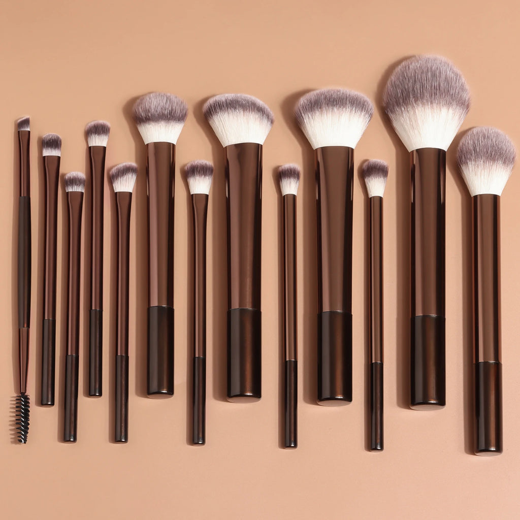 Ensemble de 13 Pinceaux de Maquillage Professionnels – Kit Complet Visage et Yeux