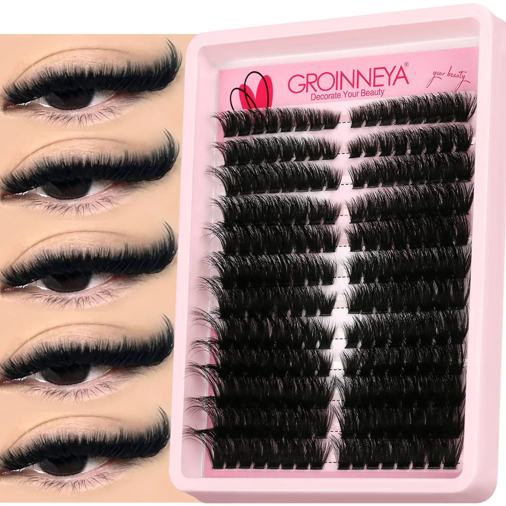 Extensions de Cils en Grappes GROINNEYA – Cils Individuels Volume Vaporeux Effet Naturel