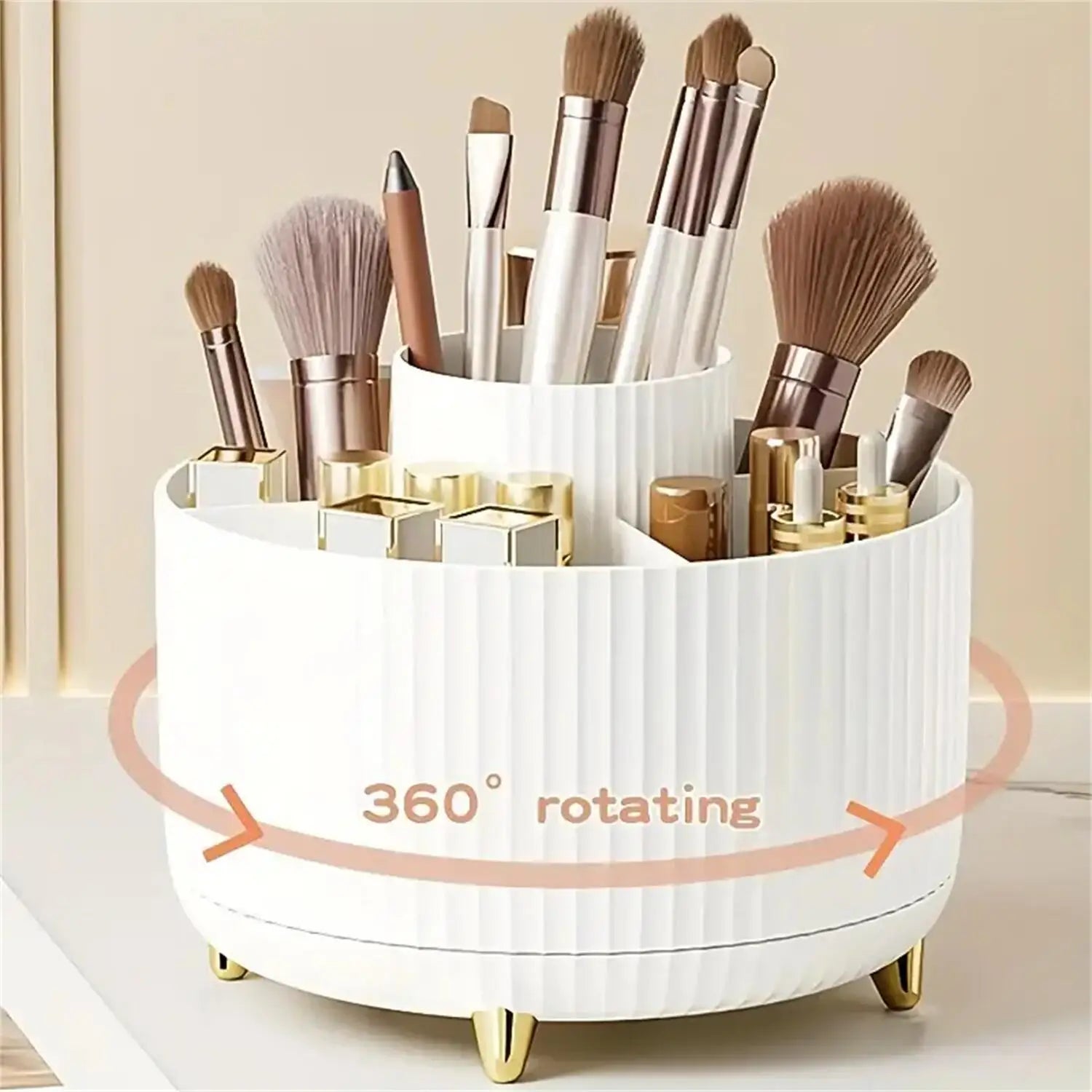 Organisateur de maquillage rotatif 360° – Rangement cosmétique en plastique avec 5 compartiments