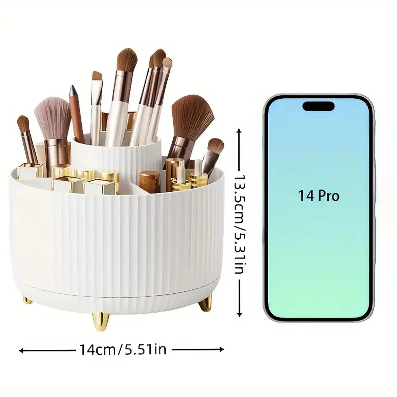 Organisateur de maquillage rotatif 360° – Rangement cosmétique en plastique avec 5 compartiments