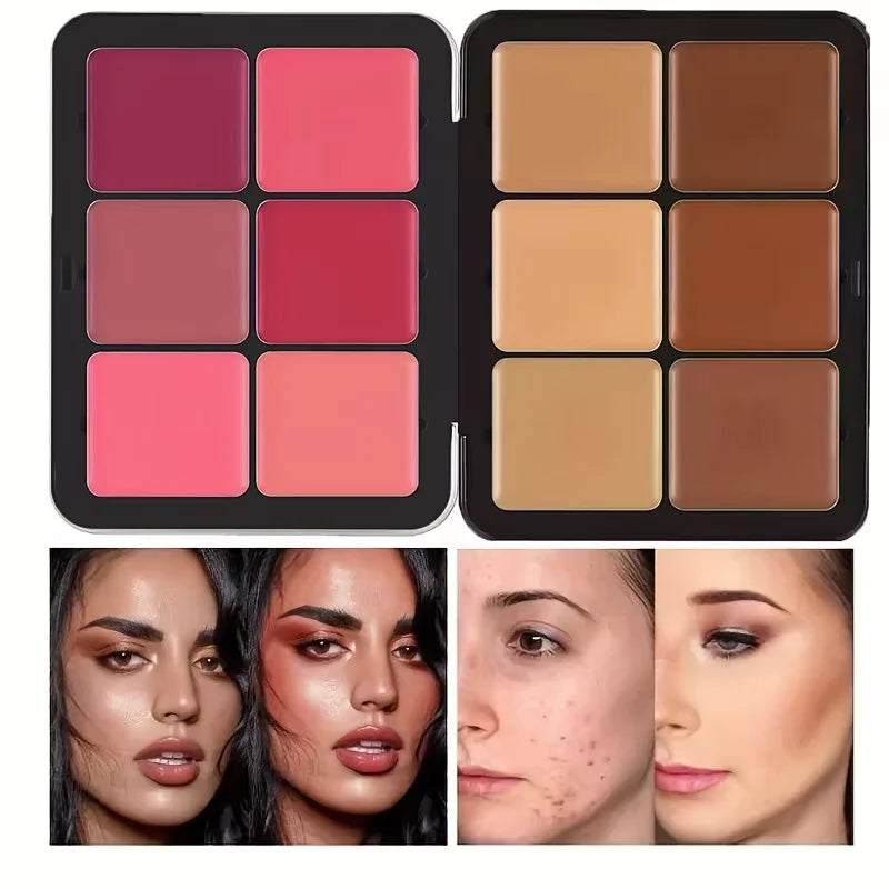 Palette Correcteur & Blush 12 Couleurs – Contour Mat et Enlumineur pour le Teint