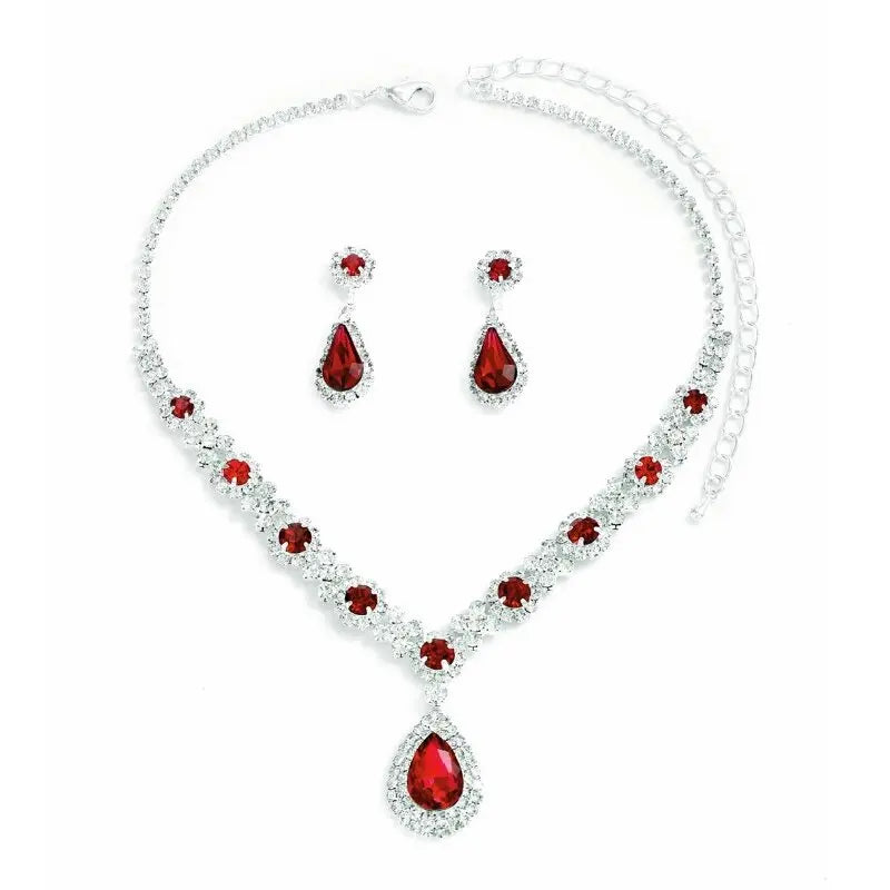 Ensemble collier cristal goutte avec boucles d’oreilles – Parure élégante