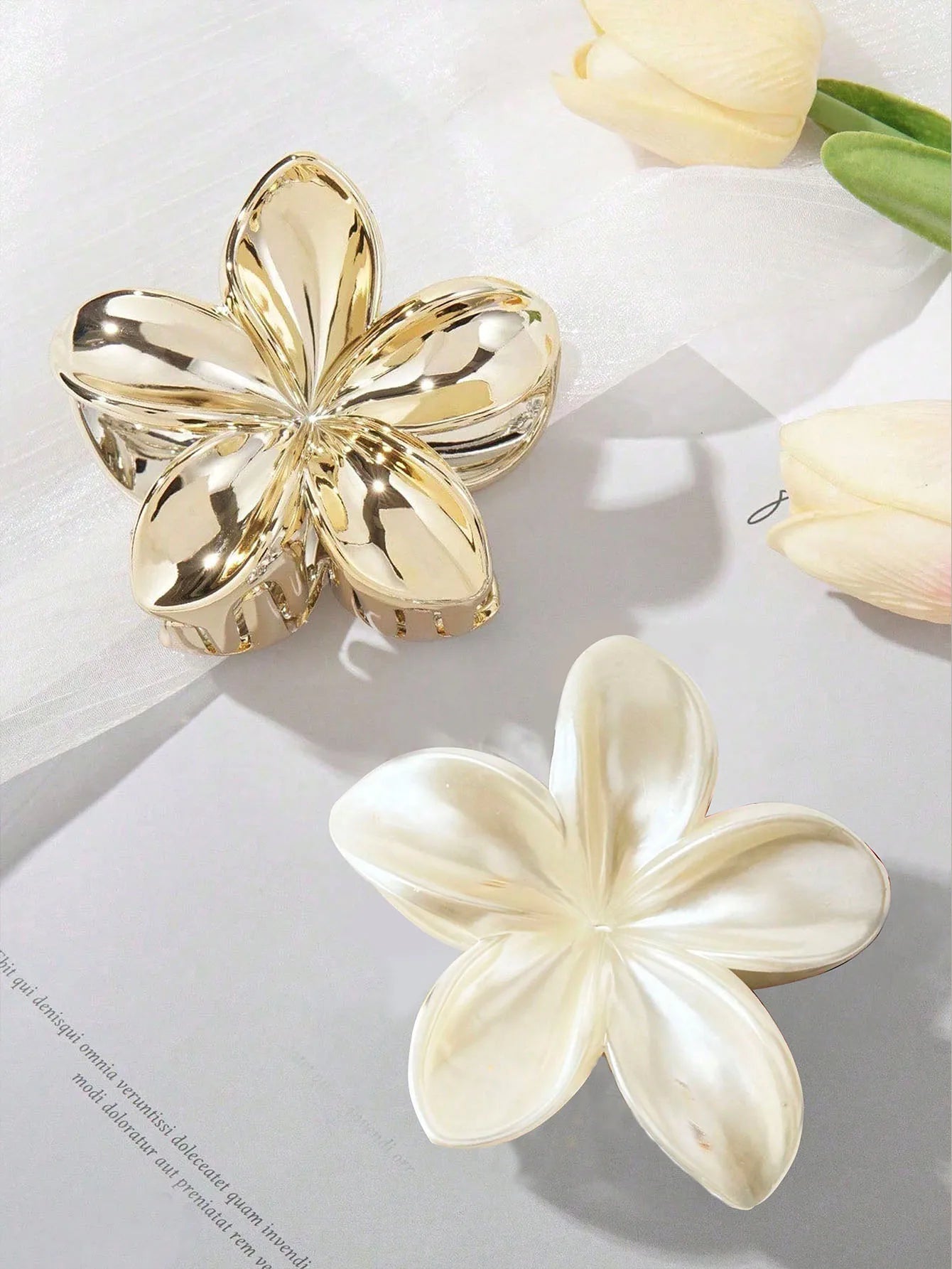 Pinces à Cheveux Fleur Brillantes - Barrettes Élégantes Dorées Accessoire Coiffure Femme & Fille 1-2 Pièces