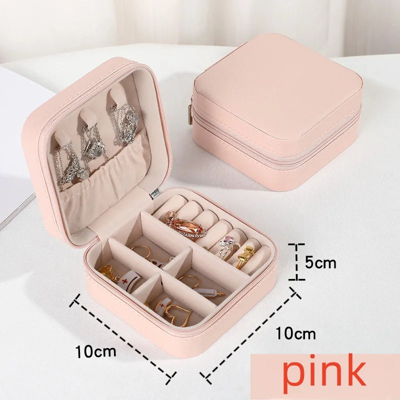 Boîte à bijoux portable en cuir – Mini organisateur de voyage pour colliers, bagues et boucles d’oreilles