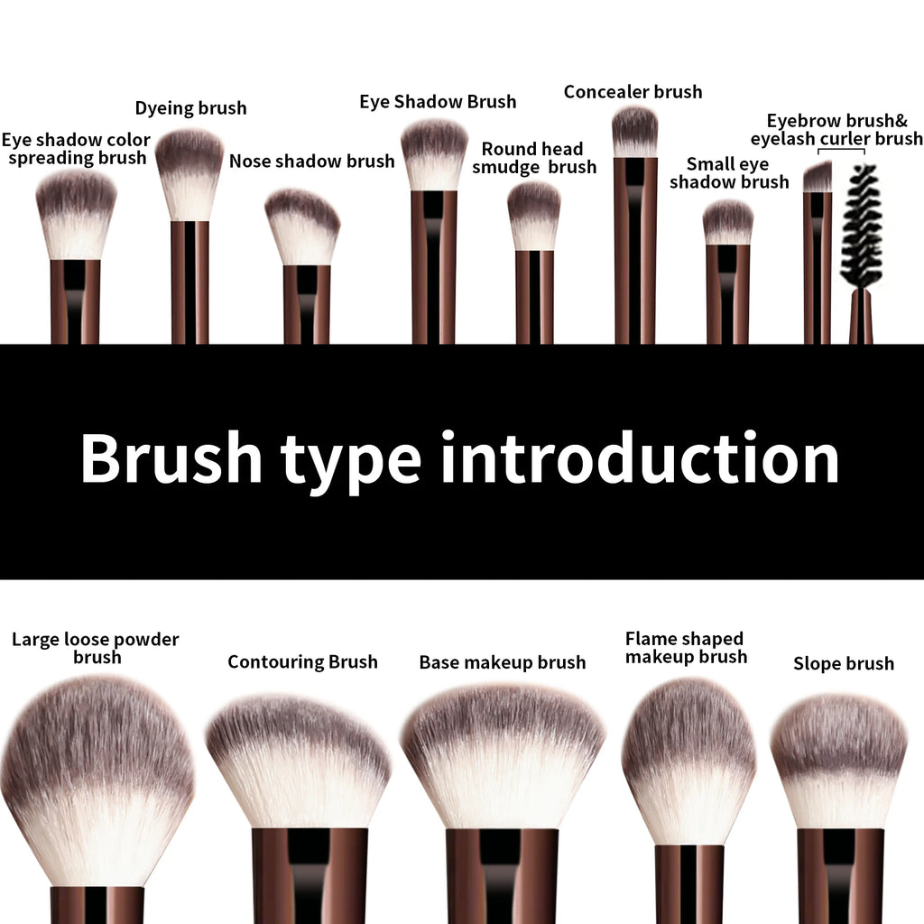 Ensemble de 13 Pinceaux de Maquillage Professionnels – Kit Complet Visage et Yeux