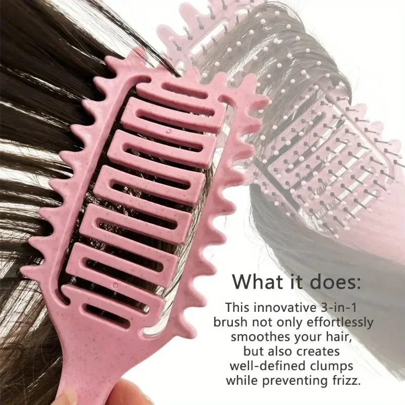 Brosse Démêlante Cheveux Bouclés & Mouillés - Peigne Ajouré Définition Boucles Coiffure Sans Douleur
