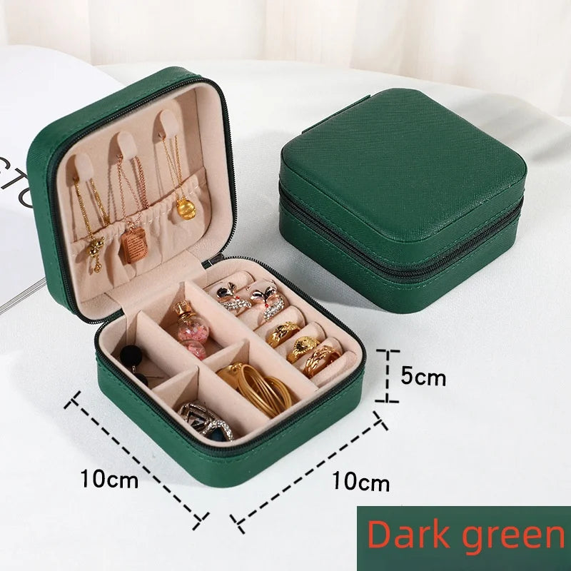 Boîte à bijoux portable en cuir – Mini organisateur de voyage pour colliers, bagues et boucles d’oreilles