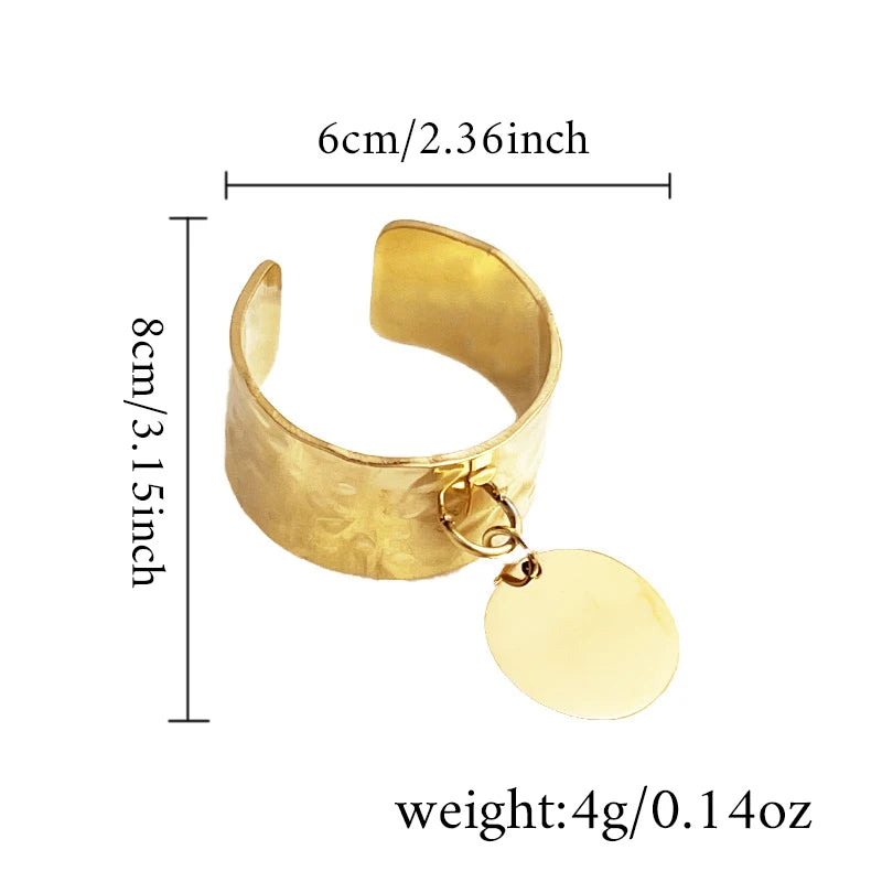 Bague épaisse en acier inoxydable dorée – Design rond lisse
