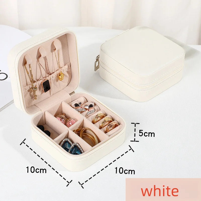Boîte à bijoux portable en cuir – Mini organisateur de voyage pour colliers, bagues et boucles d’oreilles