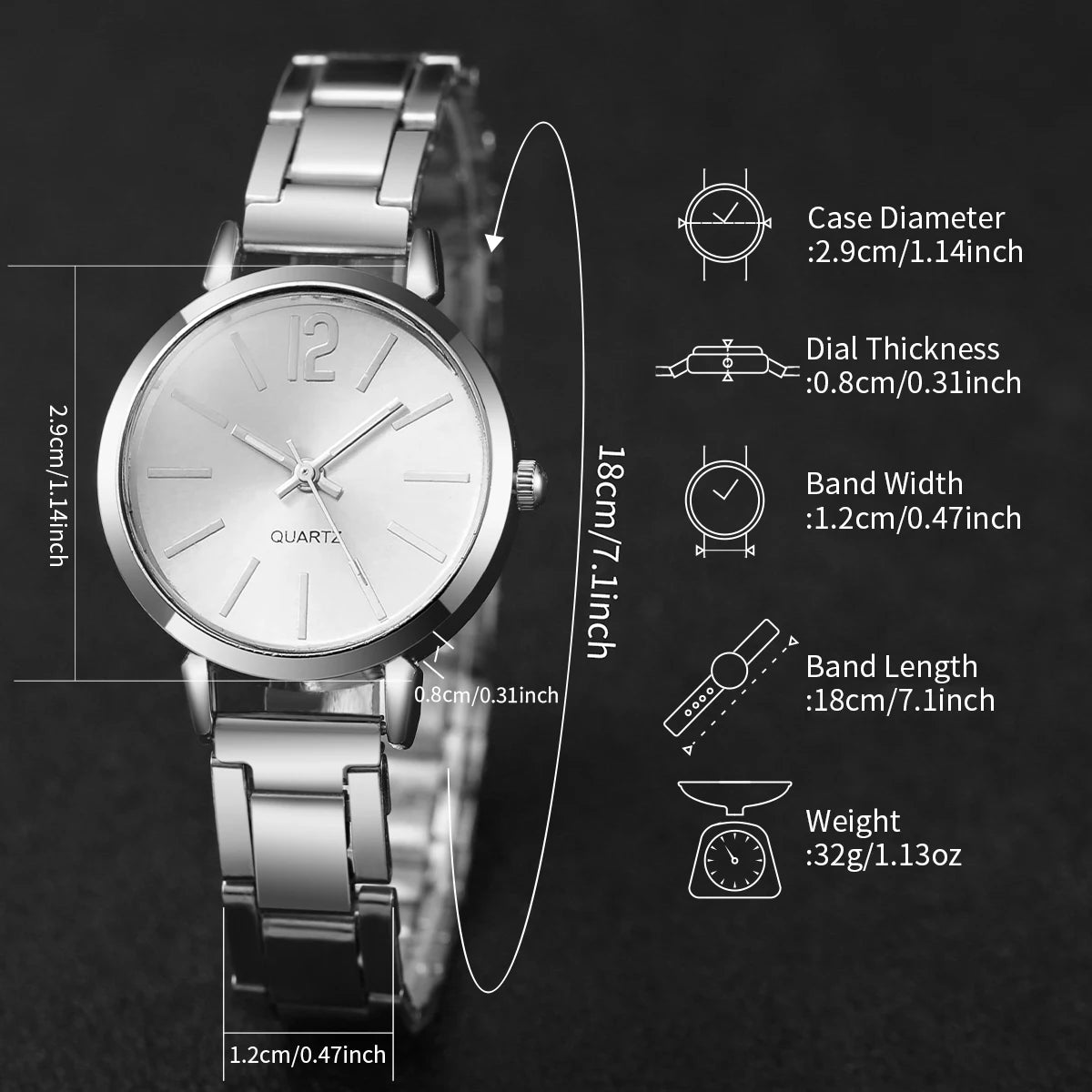 Ensemble montre femme dorée quartz – Montre bracelet en acier + manchette assortie