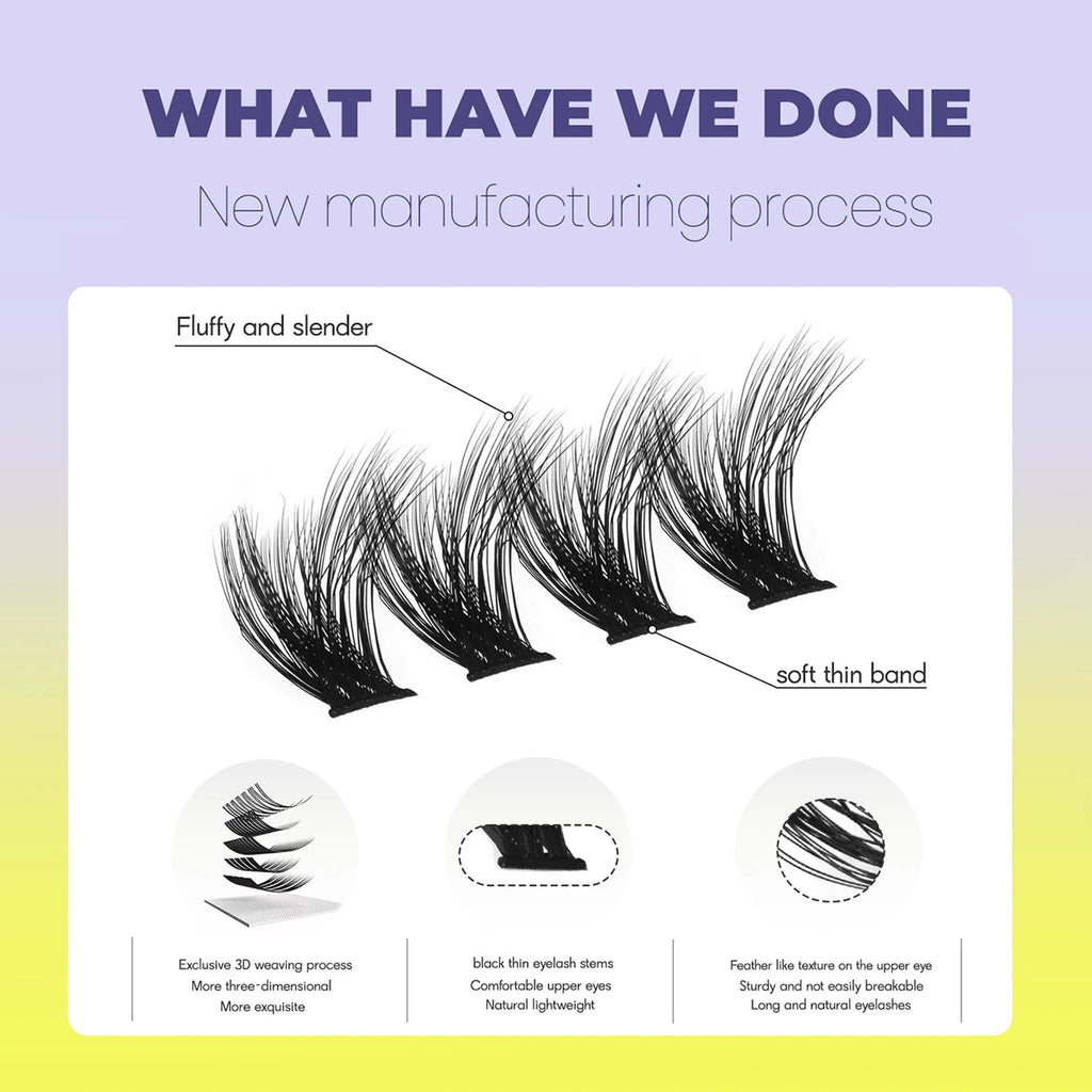 Extensions de Cils en Grappes GROINNEYA – Cils Individuels Volume Vaporeux Effet Naturel