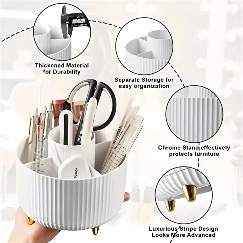 Organisateur de maquillage rotatif 360° – Rangement cosmétique en plastique avec 5 compartiments