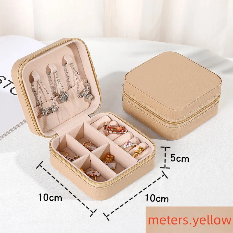 Boîte à bijoux portable en cuir – Mini organisateur de voyage pour colliers, bagues et boucles d’oreilles