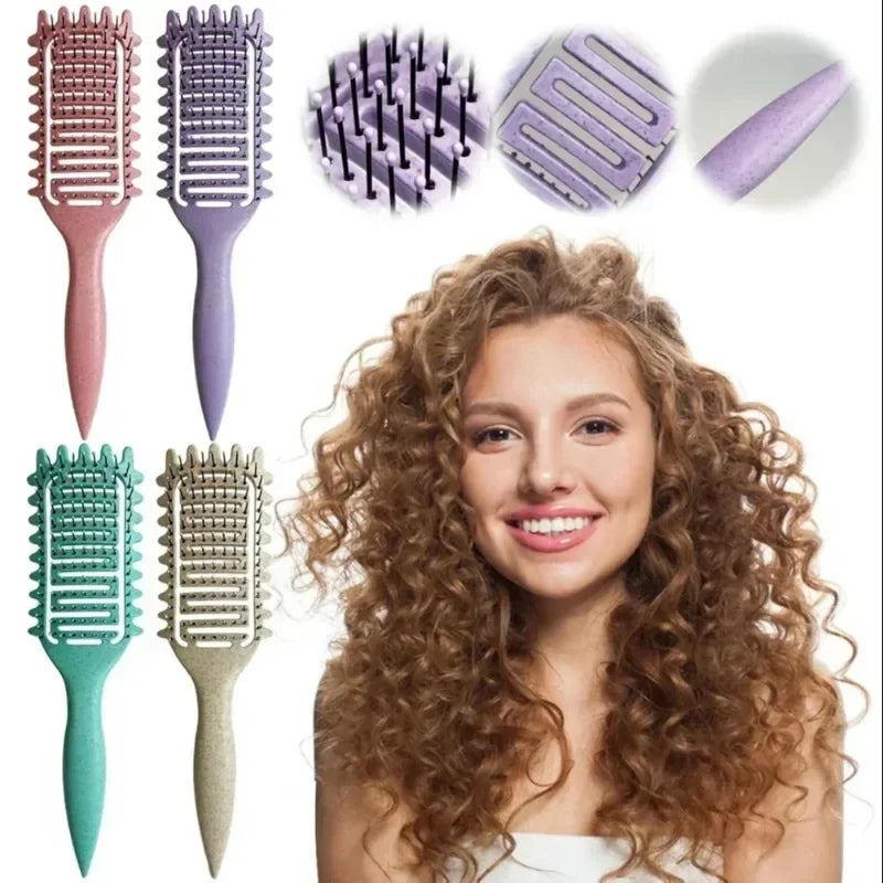 Brosse Démêlante Cheveux Bouclés & Mouillés - Peigne Ajouré Définition Boucles Coiffure Sans Douleur