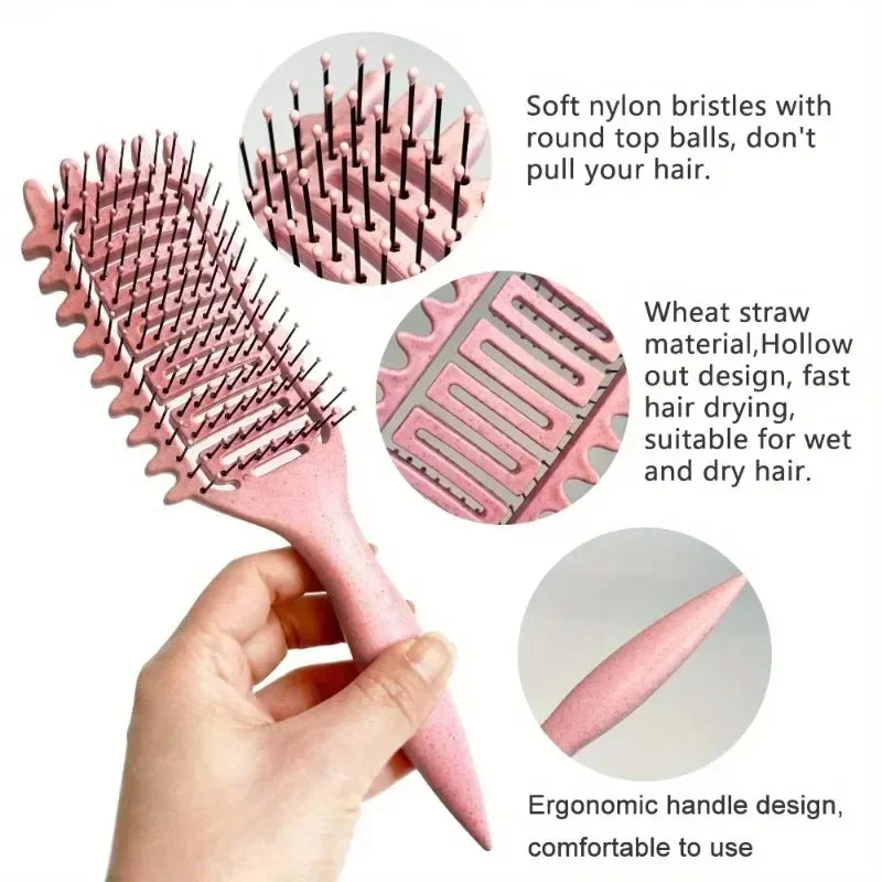 Brosse Démêlante Cheveux Bouclés & Mouillés - Peigne Ajouré Définition Boucles Coiffure Sans Douleur