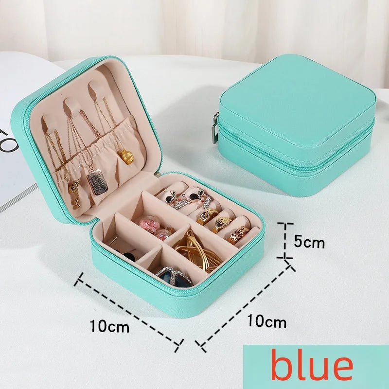 Boîte à bijoux portable en cuir – Mini organisateur de voyage pour colliers, bagues et boucles d’oreilles