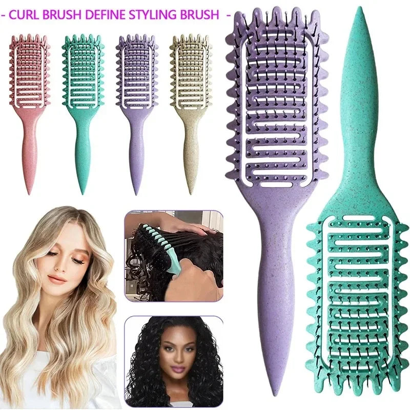 Brosse Démêlante Cheveux Bouclés & Mouillés - Peigne Ajouré Définition Boucles Coiffure Sans Douleur