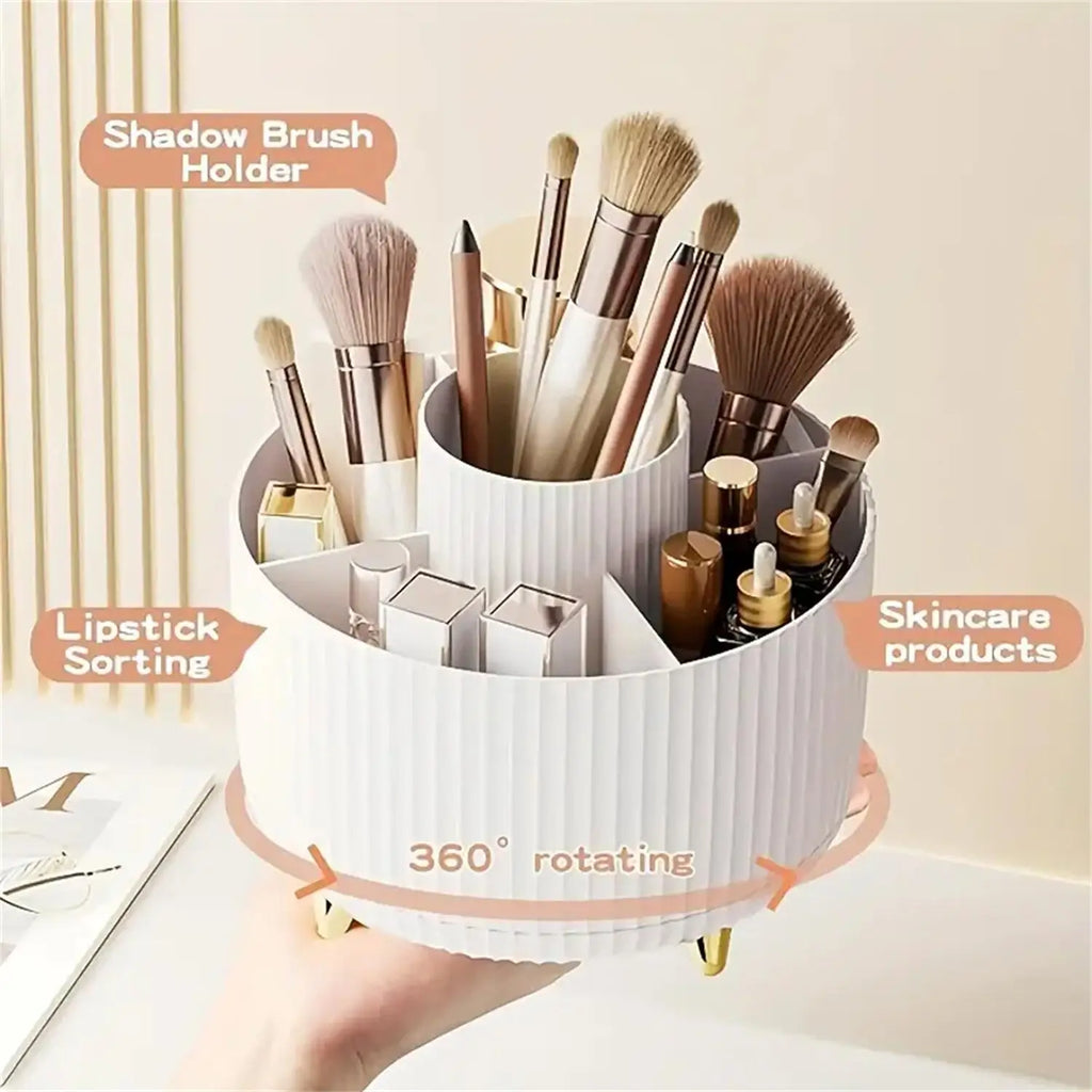 Organisateur de maquillage rotatif 360° – Rangement cosmétique en plastique avec 5 compartiments